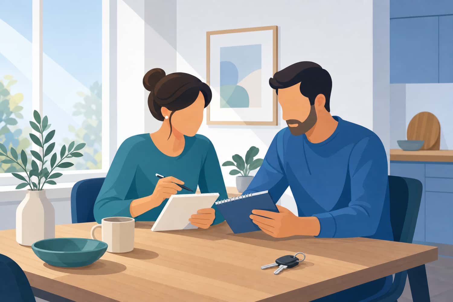 Casal organiza a pesquisa para comprar um apartamento